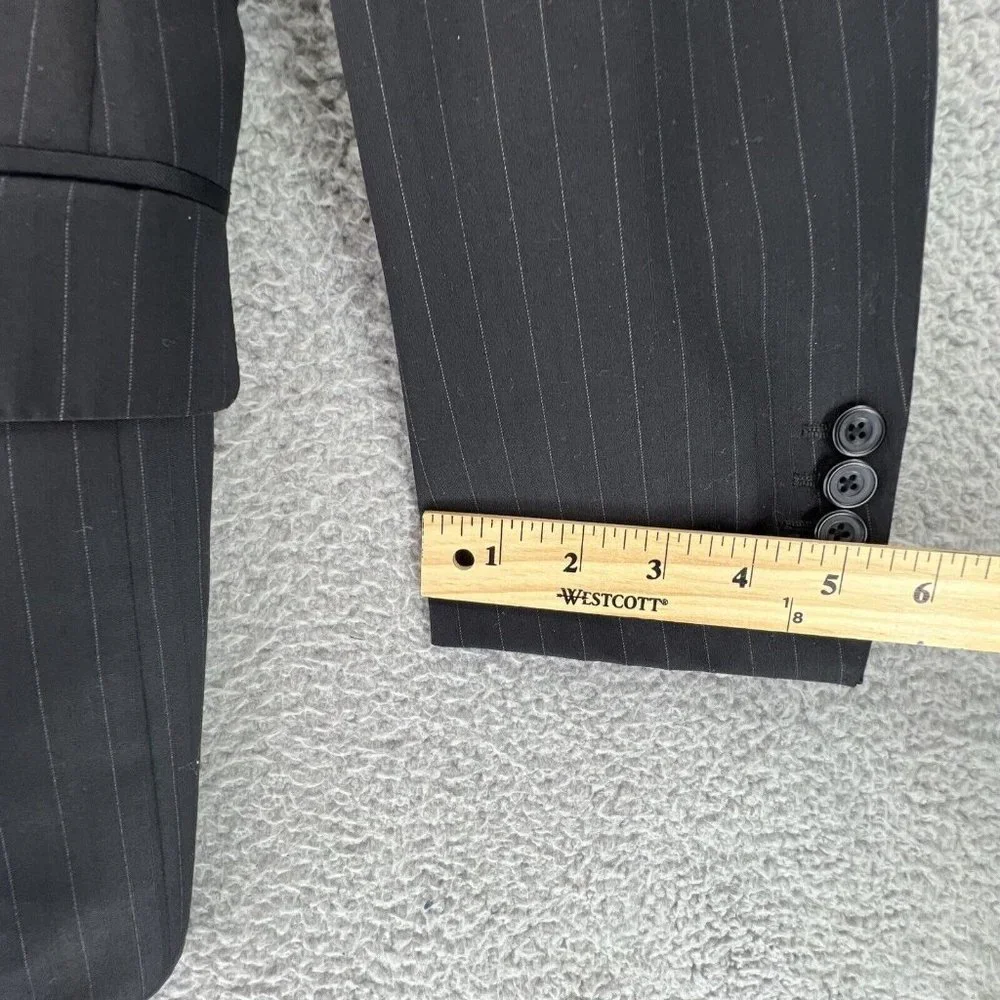 Ermemegildo Zegna Heritage Wool Mens Black Stripe Jacket Sport Coat‎ 42R READ